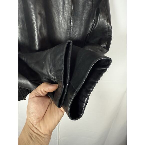 HUGO Boss Black Lamb Leather Zip Jacket Women’s Small Soft Moto Minimalist - Picture 4 of 8